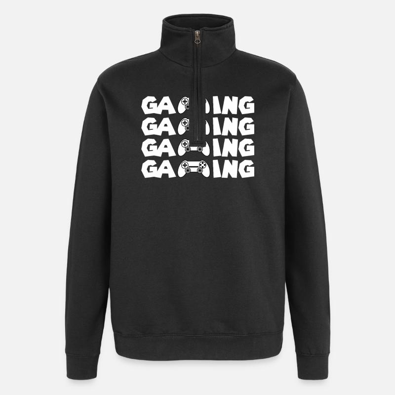 Gaming Glyphs Controller Pattern - Quarter-Zip Sweatshirt - black