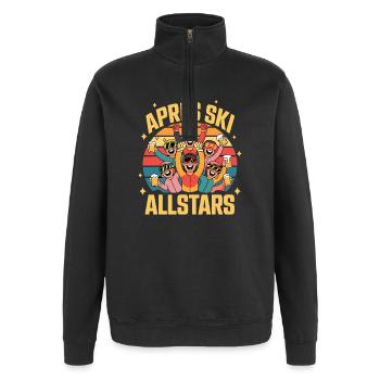  Après Ski Allstars Hüttengaudi Piste Party - Quarter-Zip-Sweatshirt - Schwarz - Vorne - AI Model Female 172 light (172cm) & AI Model Male 178 dark (178cm)