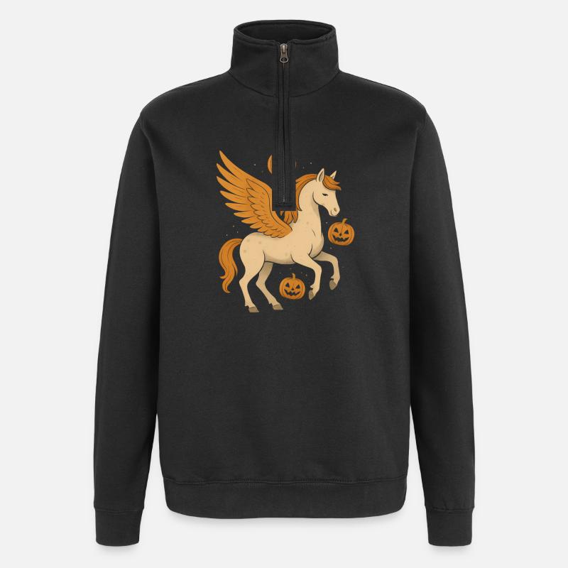 Coursier ailé avec citrouilles - Sweat à zip 1/4 - noir