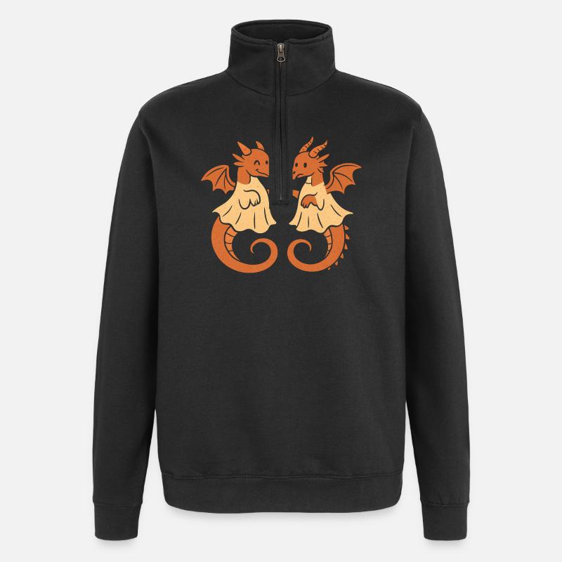 Zwillingsdrachen Duett - Quarter-Zip-Sweatshirt - Schwarz