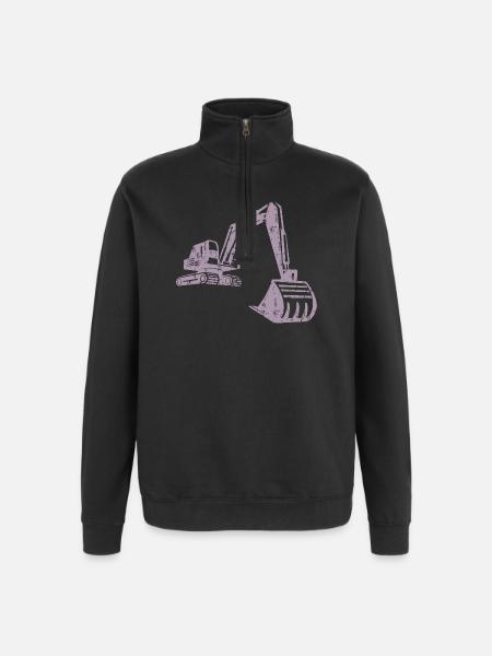 Bagger Silhouette Bauarbeiter Grunge Design - Quarter-Zip-Sweatshirt - Schwarz