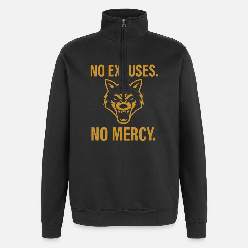 Pas d’excuses, pas de pitié Wolf - Sweat à zip 1/4 - noir
