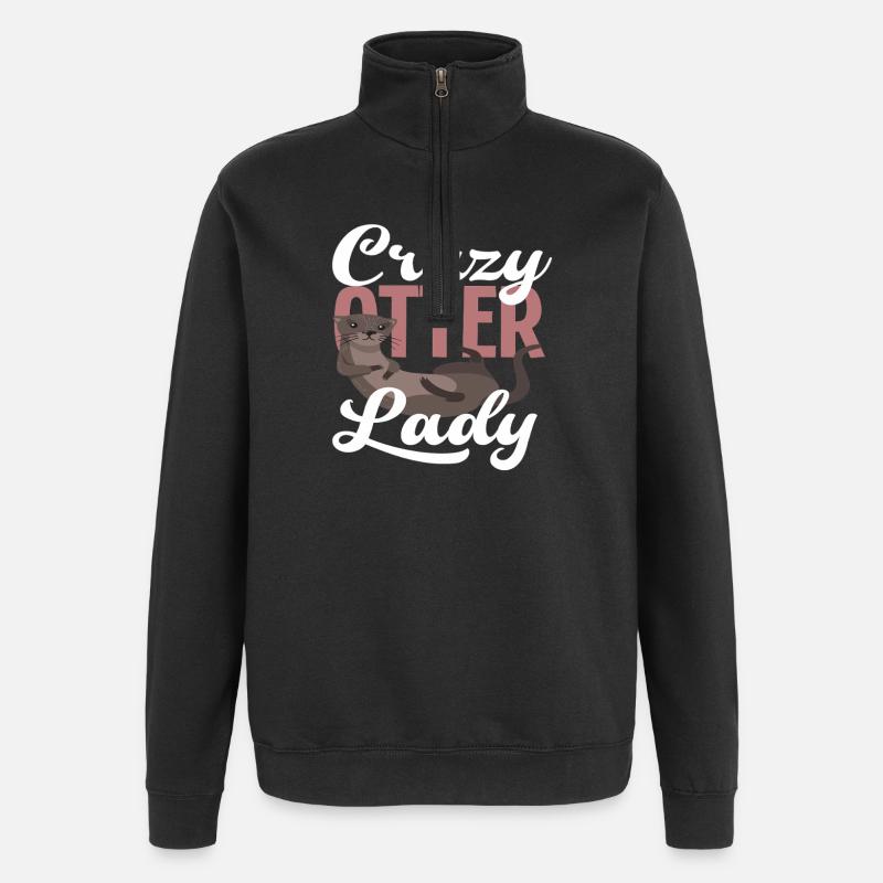 Dame loutre de mer - Sweat à zip 1/4 - noir
