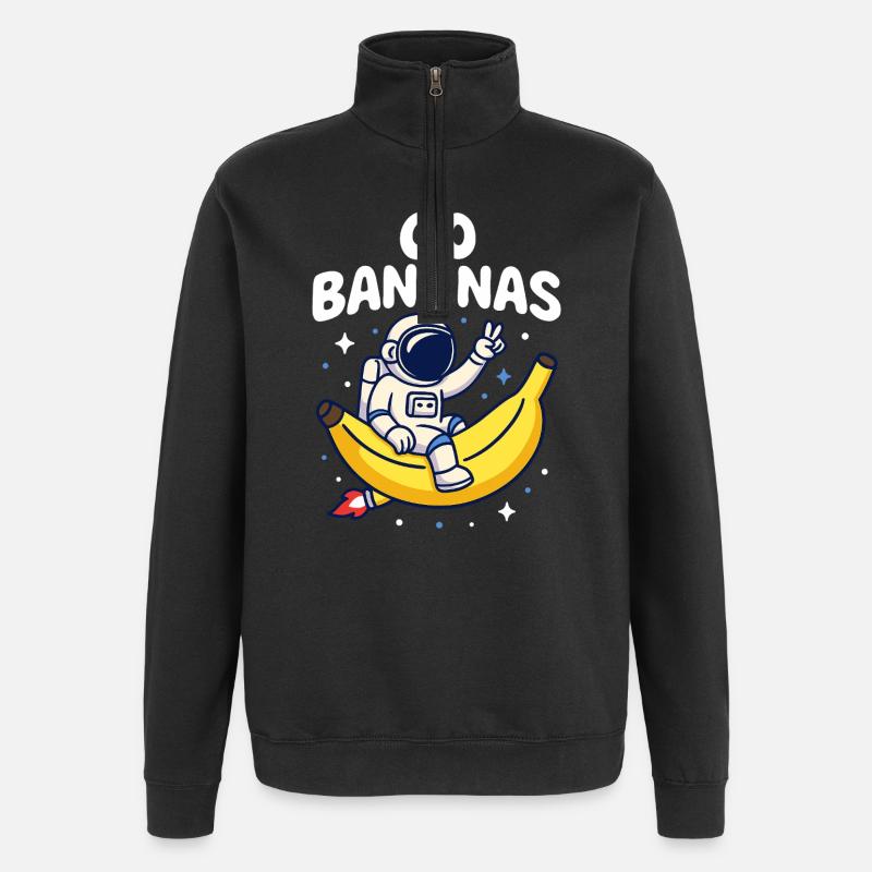Go Bananas Astronaute Banane - Sweat à zip 1/4 - noir