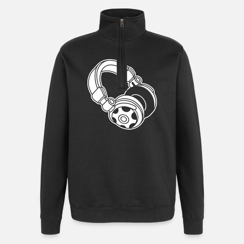 Headphone Silhouette: DJ & Music Vibes - Quarter-Zip Sweatshirt - black
