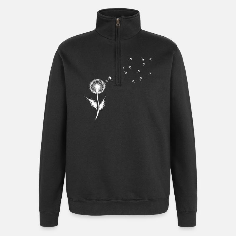 Silhouette de graines de pissenlit - Sweat à zip 1/4 - noir