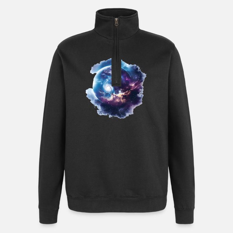 Cosmic Vortex Galaxy - Quarter-Zip Sweatshirt - black
