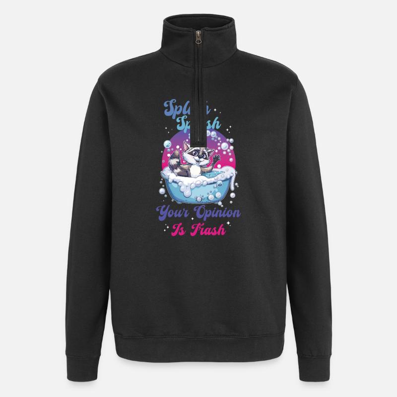 Waschbär Splish Splash - Quarter-Zip-Sweatshirt - Schwarz