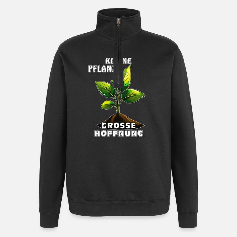 SMALL PLANT, BIG HOPE - Quarter-Zip Sweatshirt - black