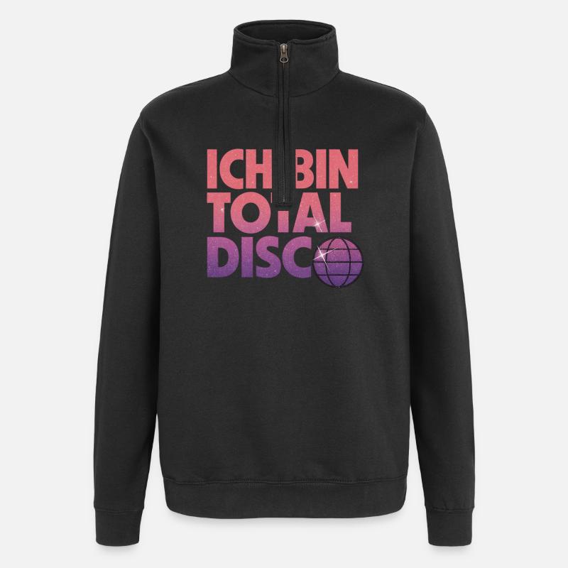 I'm totally disco - Quarter-Zip Sweatshirt - black