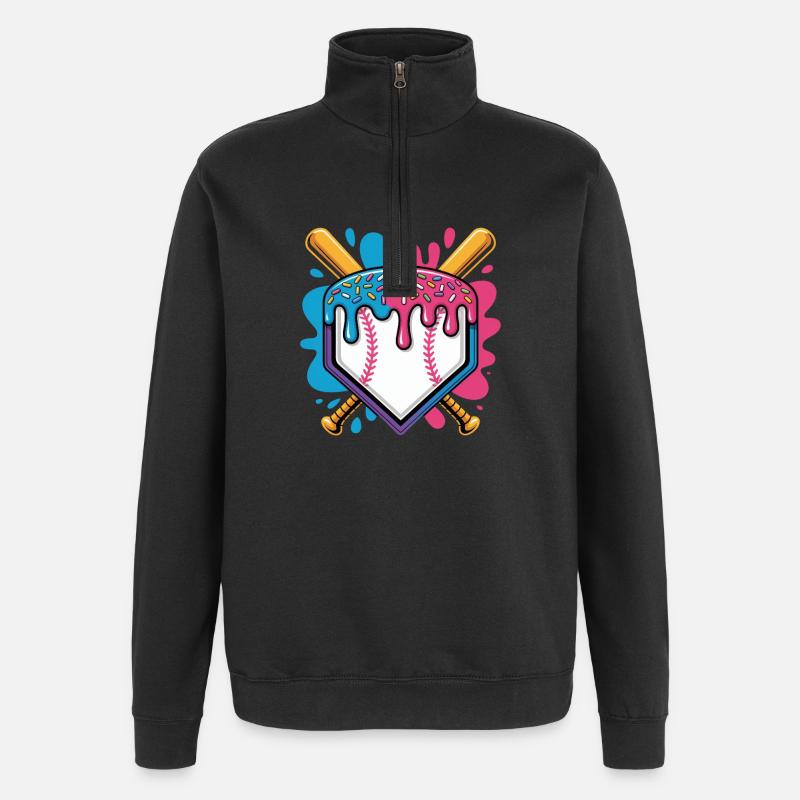 Baseball Home Plate Mit Eiscreme Streuseln - Quarter-Zip Sweatshirt - black