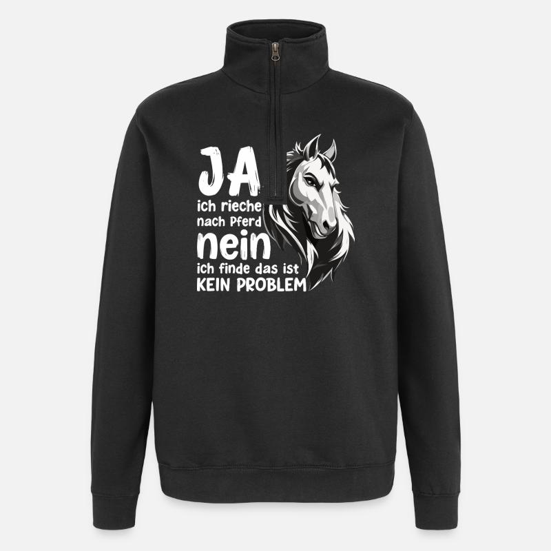 Pferde Spruch mit Pferdekopf Statement Hobby - Quarter-Zip-Sweatshirt - Schwarz