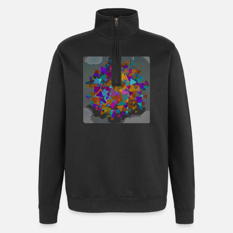 Geometrischer Dreieckskreis - Quarter-Zip-Sweatshirt - Schwarz