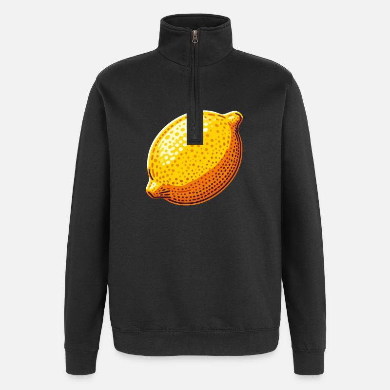 Citron Pop Art Jaune Vif - Sweat à zip 1/4 - noir