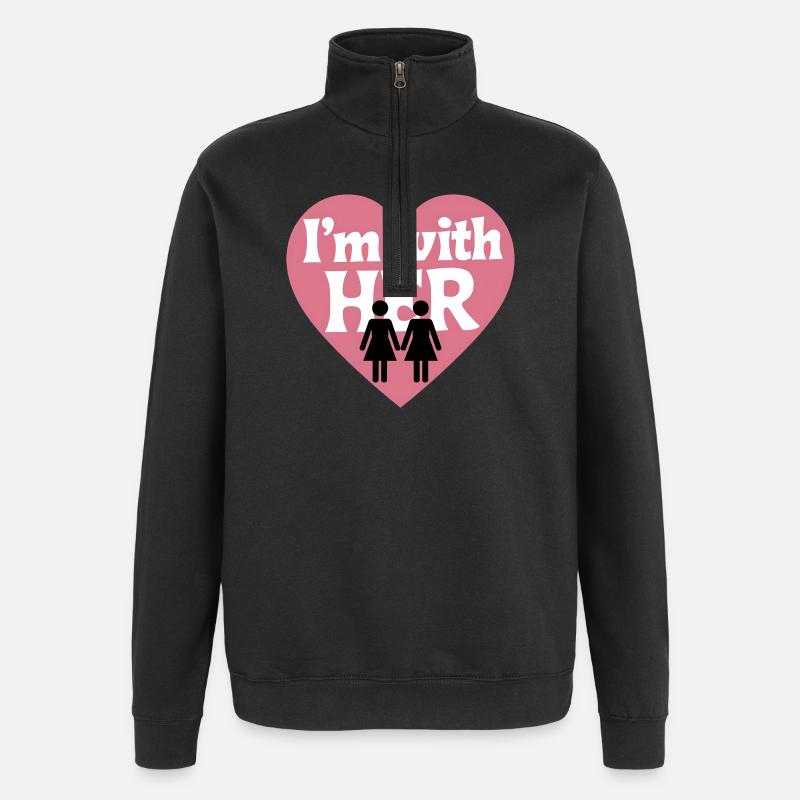 Ich bin bei IHREM Herzen - Quarter-Zip-Sweatshirt - Schwarz