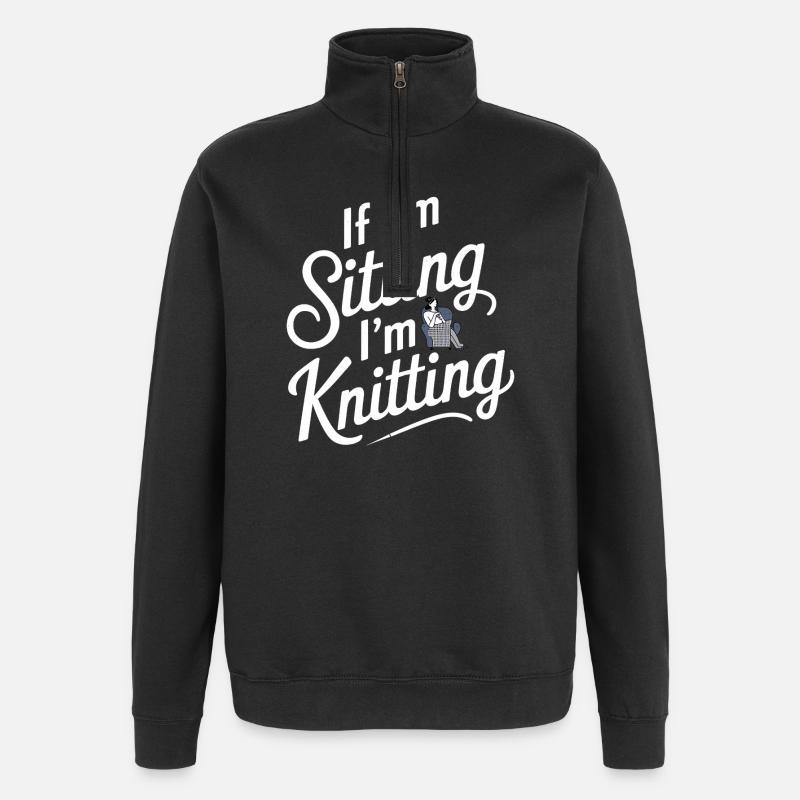 If I'm Sitting I'm Knitting - Quarter-Zip Sweatshirt - black