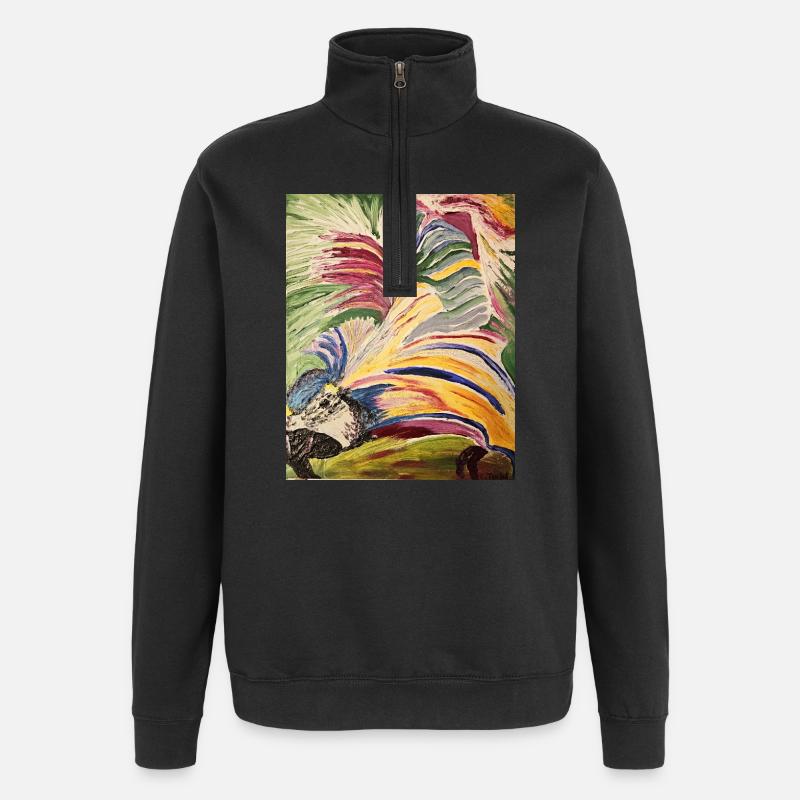 Perroquet - Sweat à zip 1/4 - noir