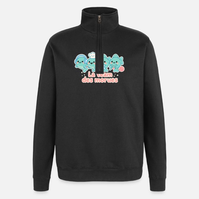 The team of cod nautical mascots - Quarter-Zip Sweatshirt - black