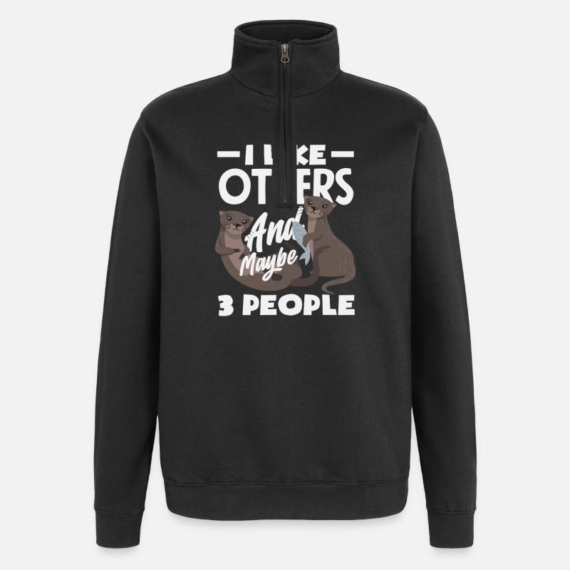Sea Otter 3 persons - Quarter-Zip Sweatshirt - black