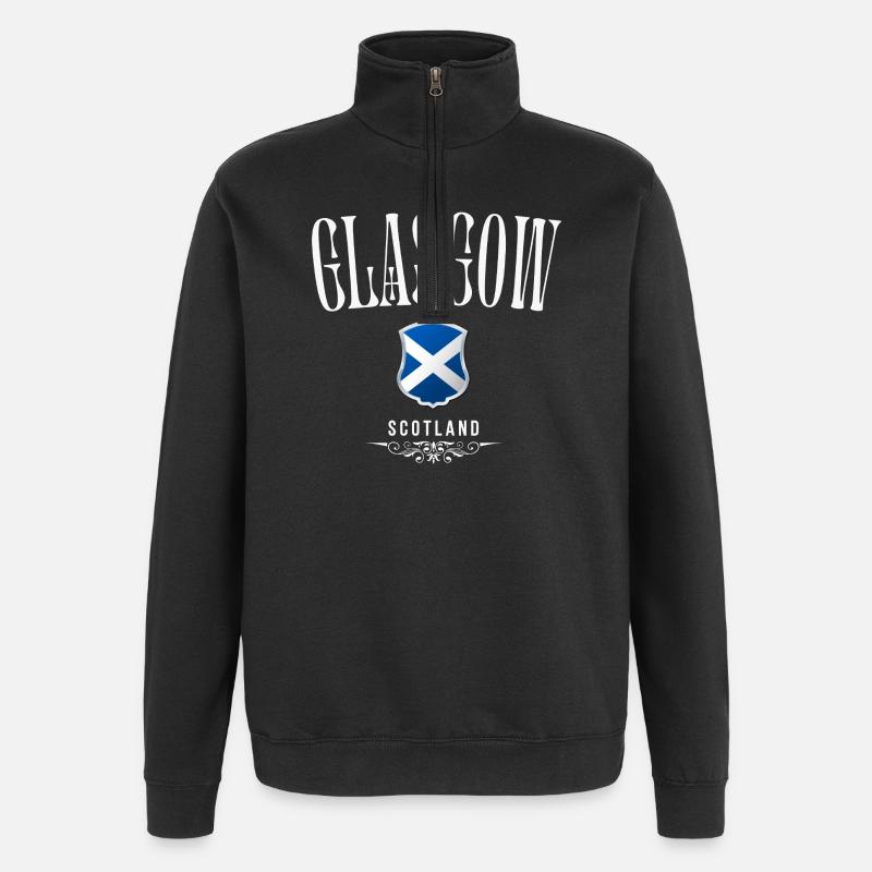 Glasgow, Écosse, souvenir de Glasgow - Sweat à zip 1/4 - noir