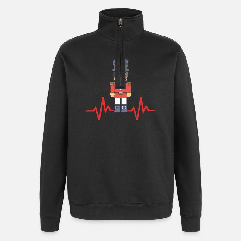 Nussknacker Weihnachten Herzschlag - Quarter-Zip-Sweatshirt - Schwarz