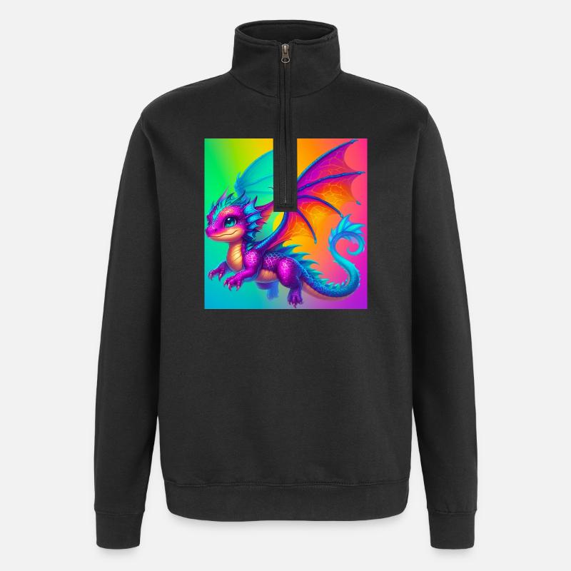 dragon - Sweat à zip 1/4 - noir