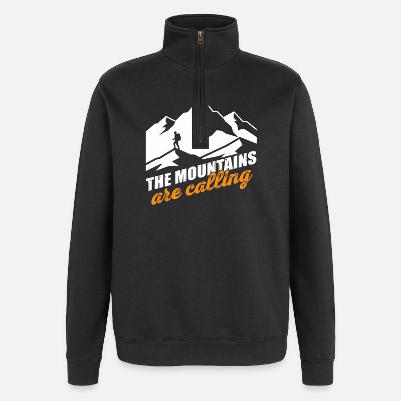 Mountains Calling - Mountain Motif - Quarter-Zip Sweatshirt - black