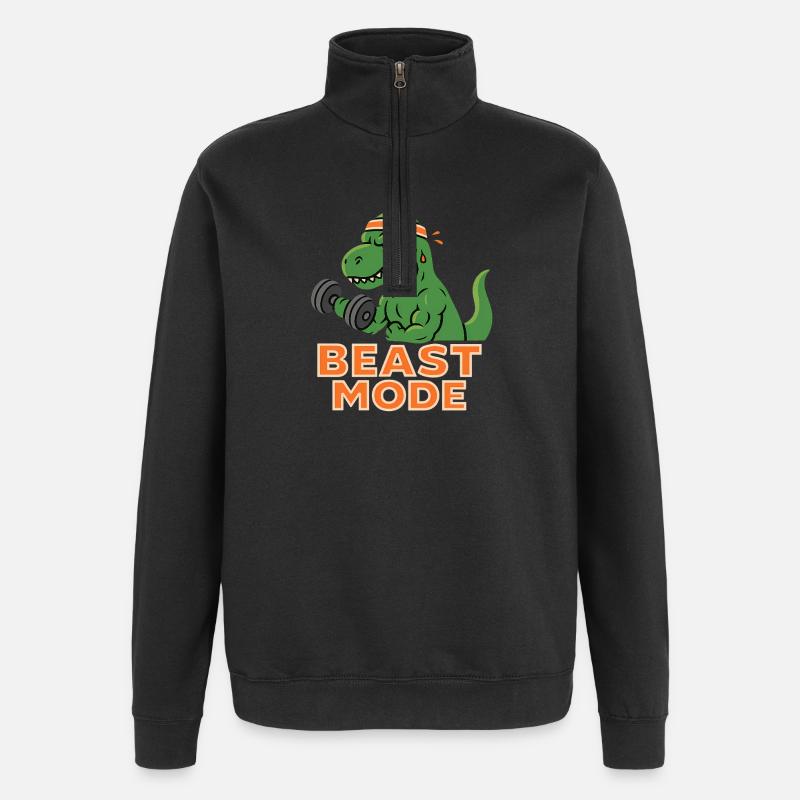 Dino Krafttraining Mode - Quarter-Zip-Sweatshirt - Schwarz