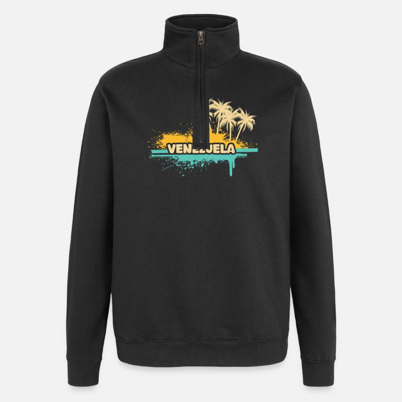 Vacances Venezuela - Sweat à zip 1/4 - noir