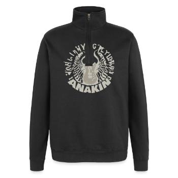 Guitare Anakin - Sweat à zip 1/4 - noir - Devant - AI Model Female 172 light (172cm) & AI Model Male 178 dark (178cm)