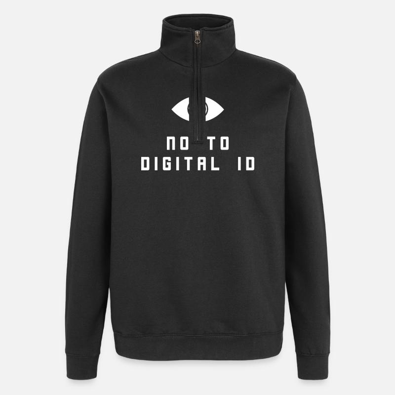 Non à l’identification numérique - Sweat à zip 1/4 - noir