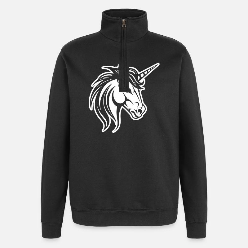 Einhorn Kopf - Quarter-Zip-Sweatshirt - Schwarz