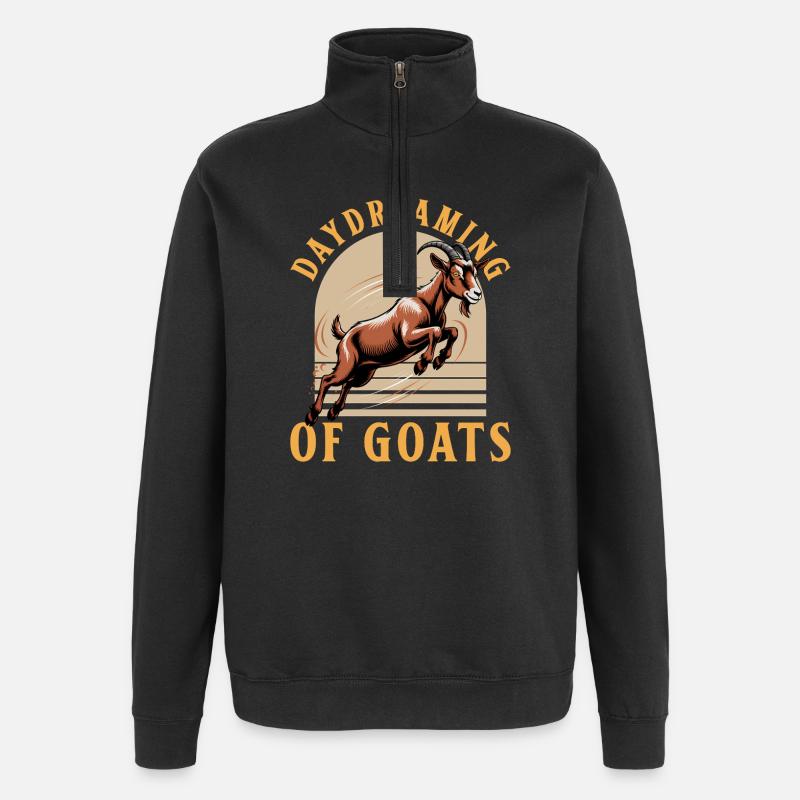 Drôle d’animal de la ferme chèvre - Sweat à zip 1/4 - noir