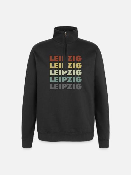 Leipzig - Deutschland - Lettering - Germany - Quarter-Zip Sweatshirt - black