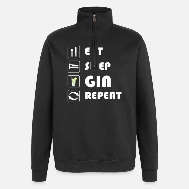 Gin Statement EAT SLEEP GIN REPEAT - Quarter-Zip-Sweatshirt - Schwarz