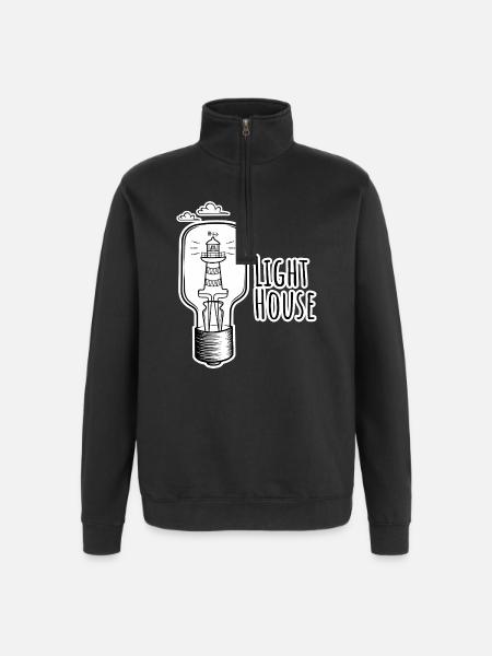 Leutchtturm in einer Glühbirne - Light-House - Quarter-Zip Sweatshirt - black