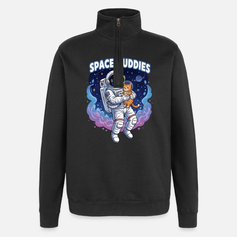Space Buddies Chat Astronaute - Sweat à zip 1/4 - noir