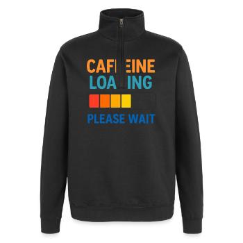 Kaffee Ladebalken Wartezeit - Quarter-Zip-Sweatshirt - Schwarz - Vorne - AI Model Female 172 light (172cm) & AI Model Male 178 dark (178cm)