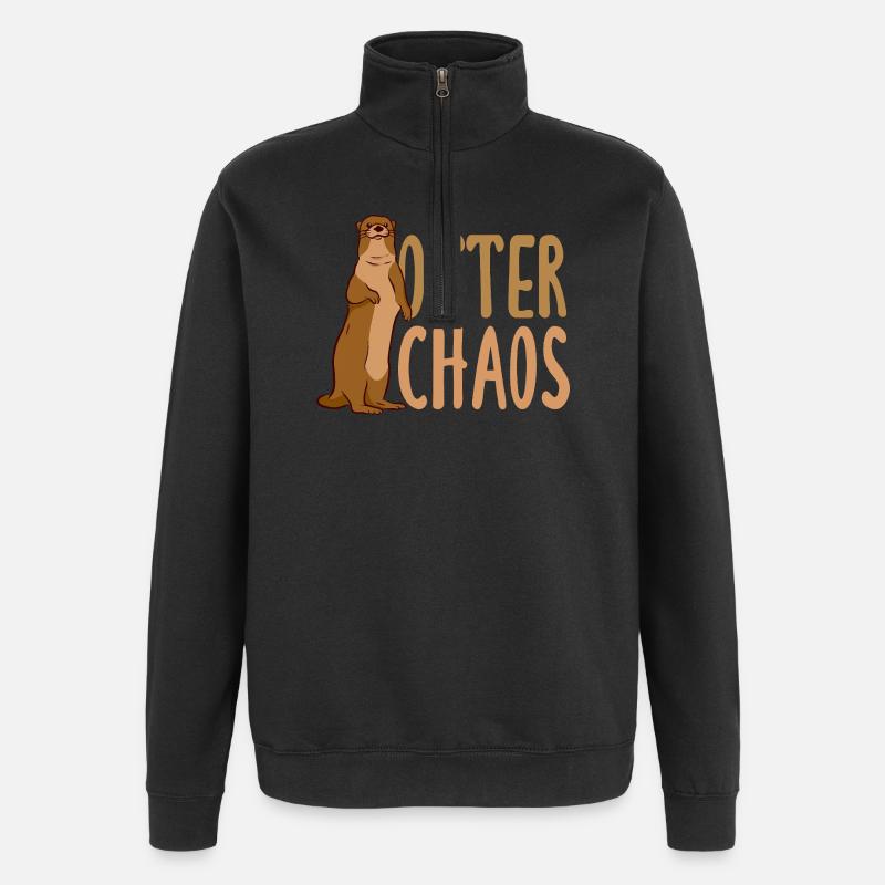 Pun Seeotter Cartoon - Quarter-Zip-Sweatshirt - Schwarz