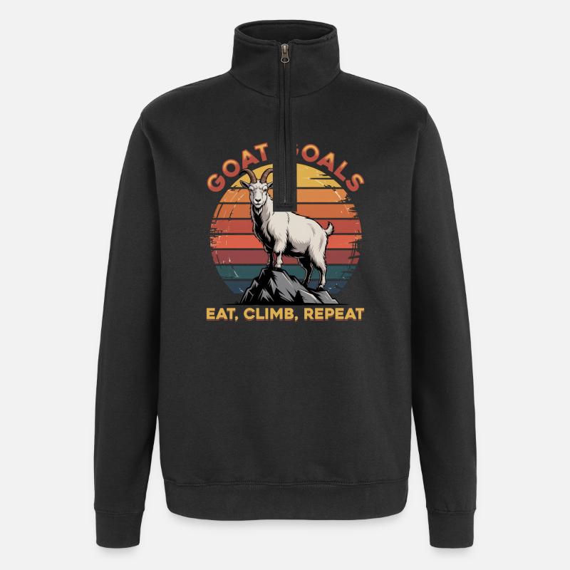 Drôle d’animal de la ferme chèvre - Sweat à zip 1/4 - noir