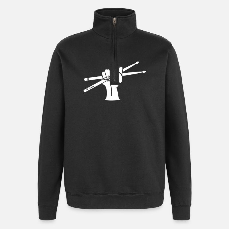 Drumsticks Motiv - Quarter-Zip-Sweatshirt - Schwarz