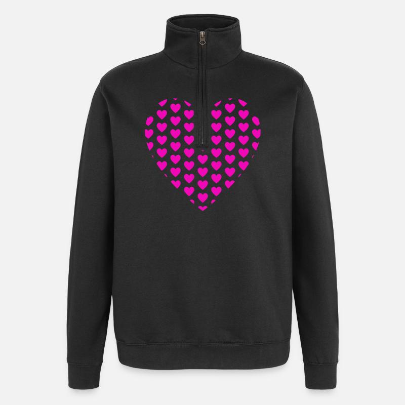 Heart Hearts Patch Pattern - Quarter-Zip Sweatshirt - black