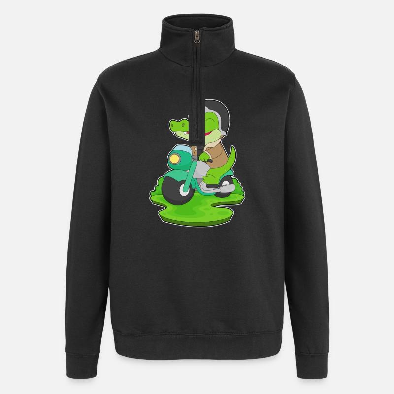 Crocodile Scooter - Quarter-Zip Sweatshirt - black