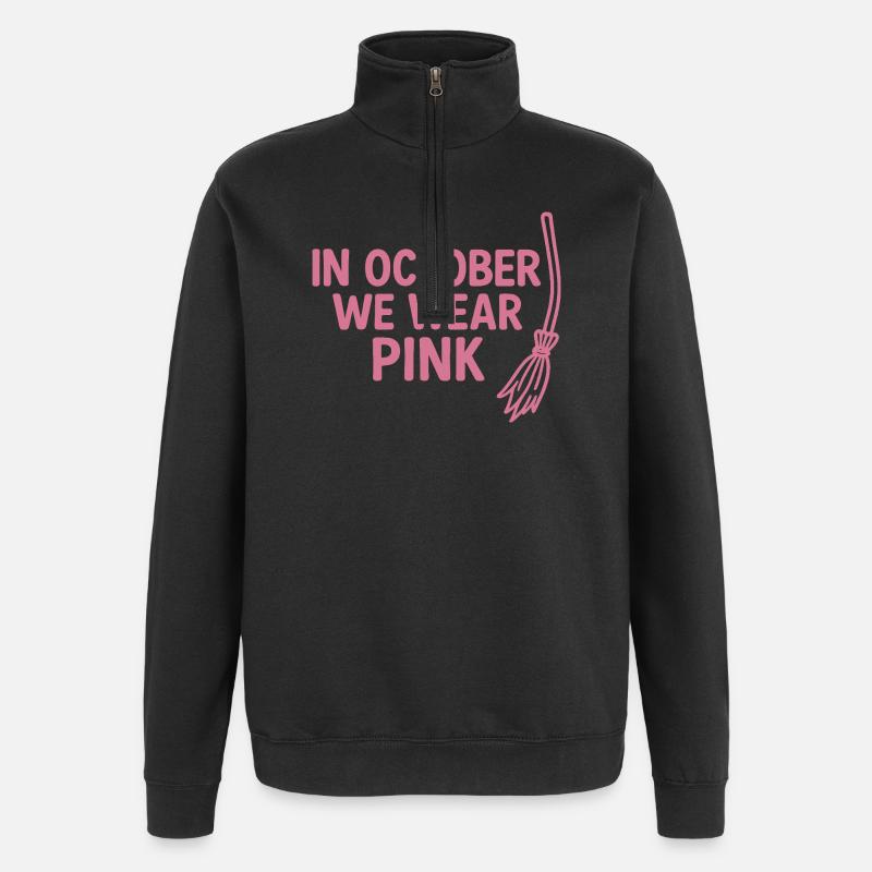In October We Wear Pink - Quarter-Zip Sweatshirt - black