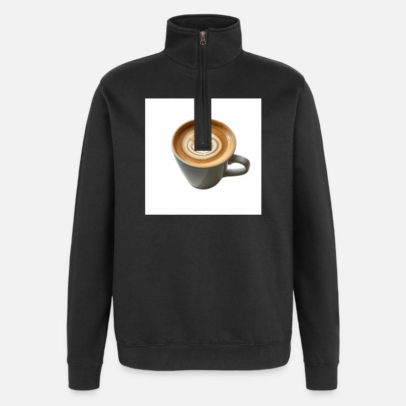 Latte Heart Art Mug Design - Quarter-Zip Sweatshirt - black