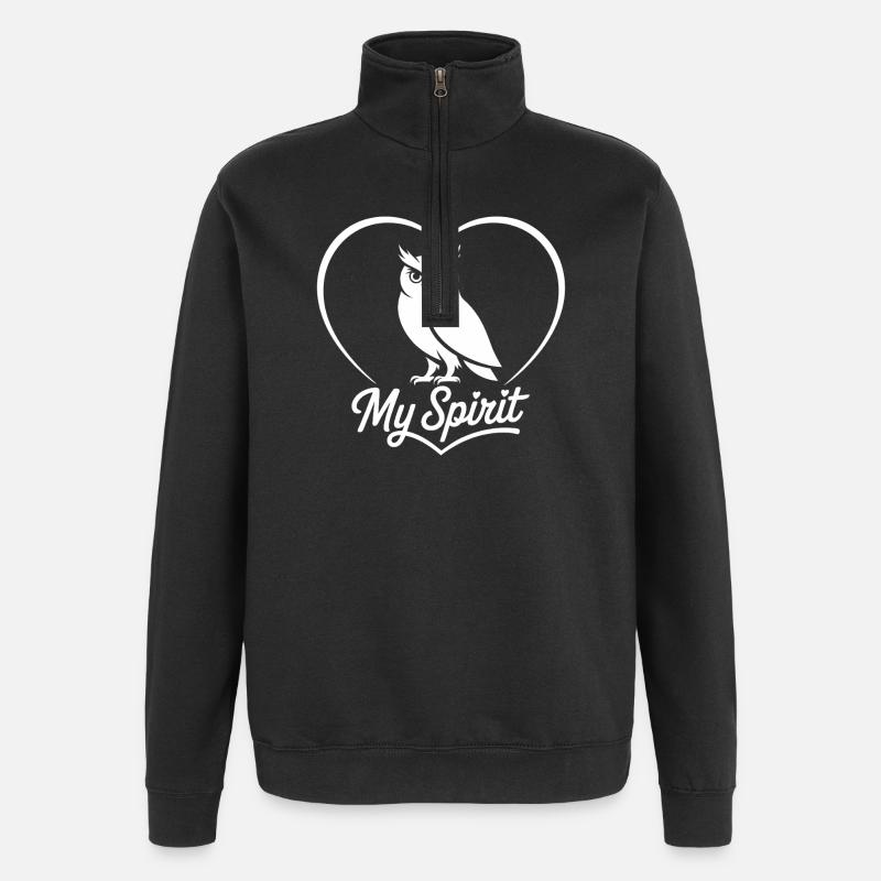 Herzbild Eule mit My Spirit - Quarter-Zip-Sweatshirt - Schwarz
