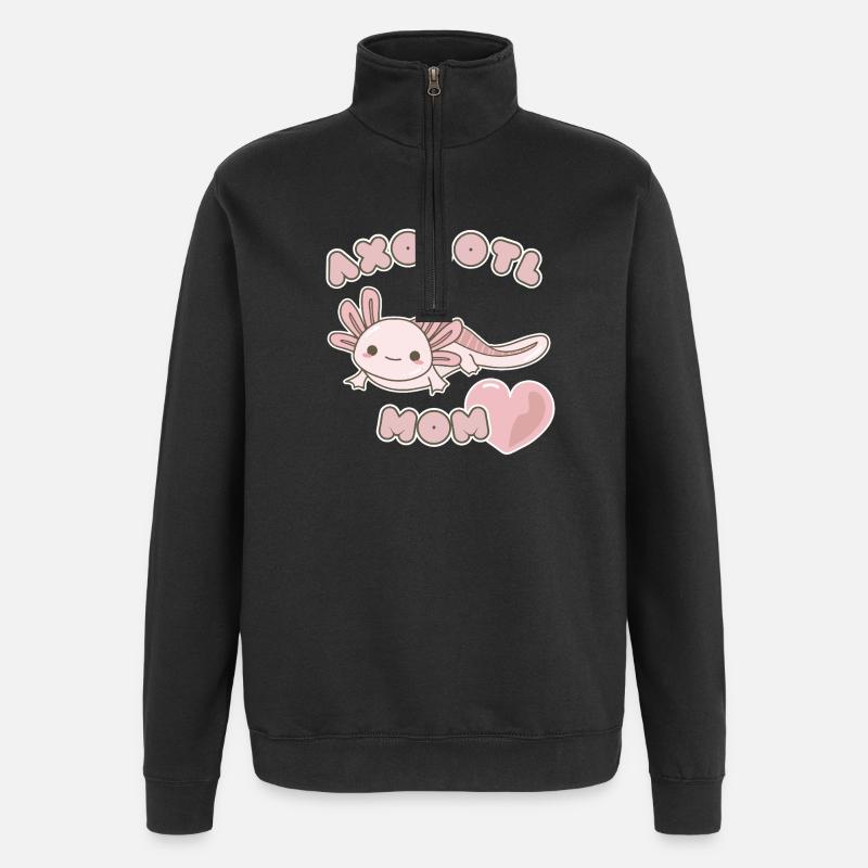 Maman axolotl - Sweat à zip 1/4 - noir