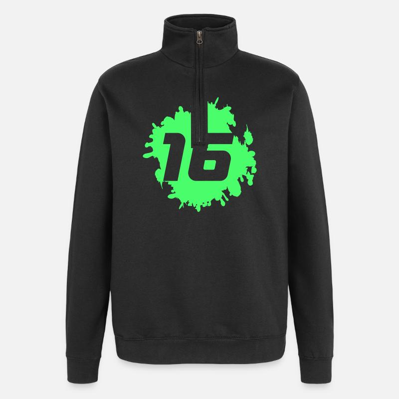 Neon Grün Spritz 16 Design - Quarter-Zip-Sweatshirt - Schwarz