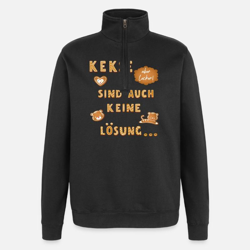 Cookies are not a solution either - Quarter-Zip Sweatshirt - black