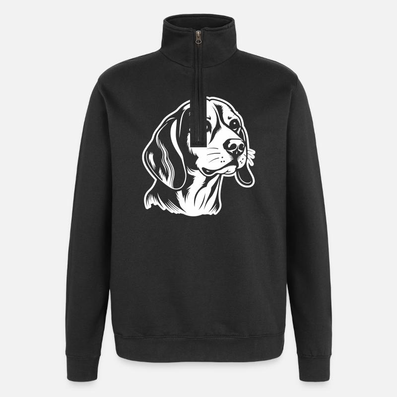 Tête de chien Beagle - Sweat à zip 1/4 - noir